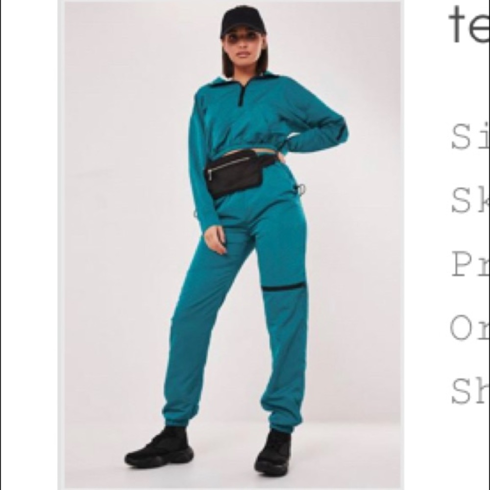 Missguided teal zip detail jogger